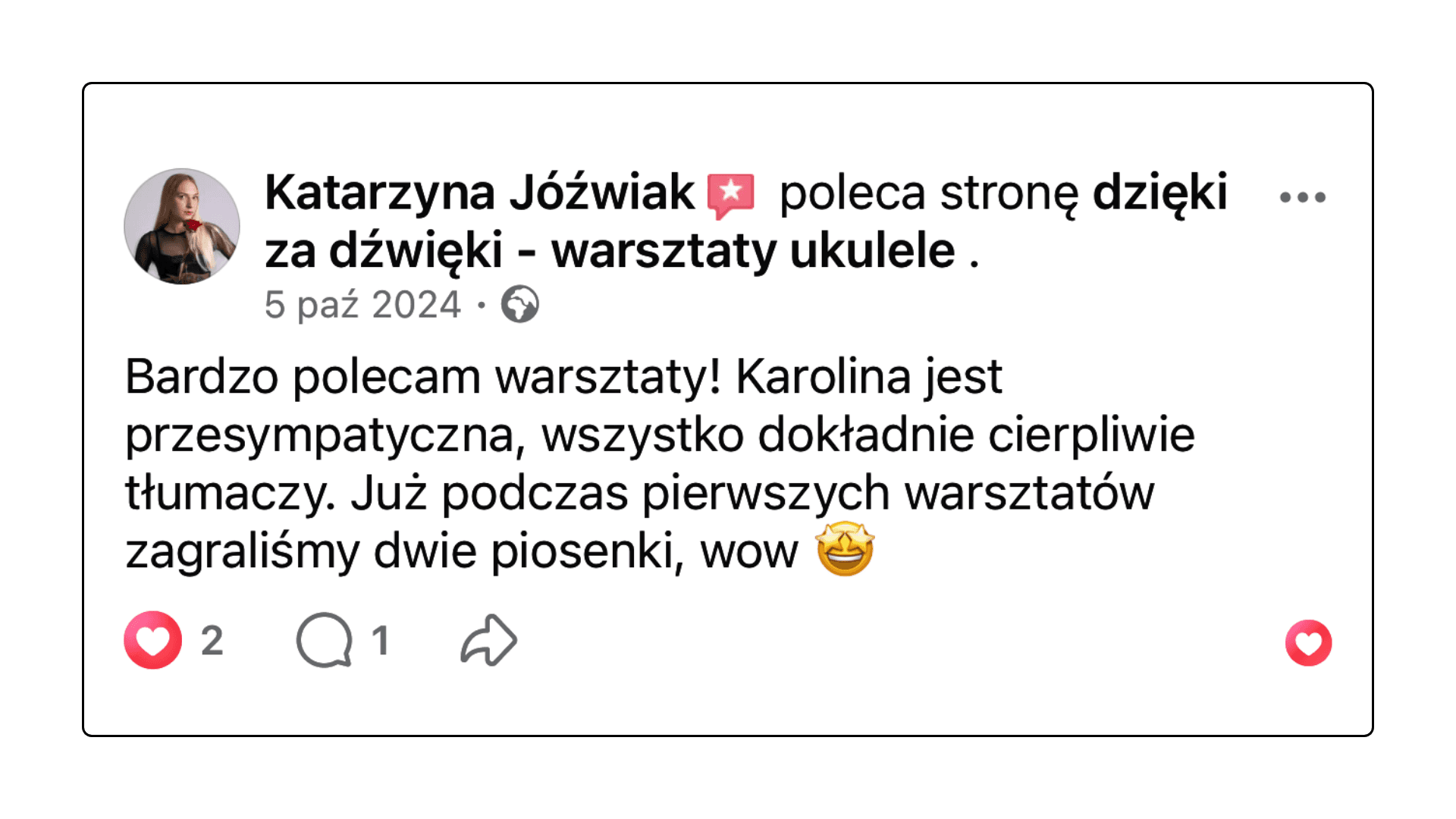 Opinie o warsztatach ukulele z Dzięki za dźwięki